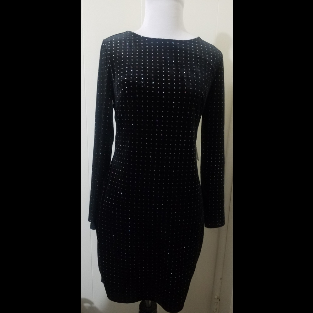 Express rhinestone black velvet backless dress